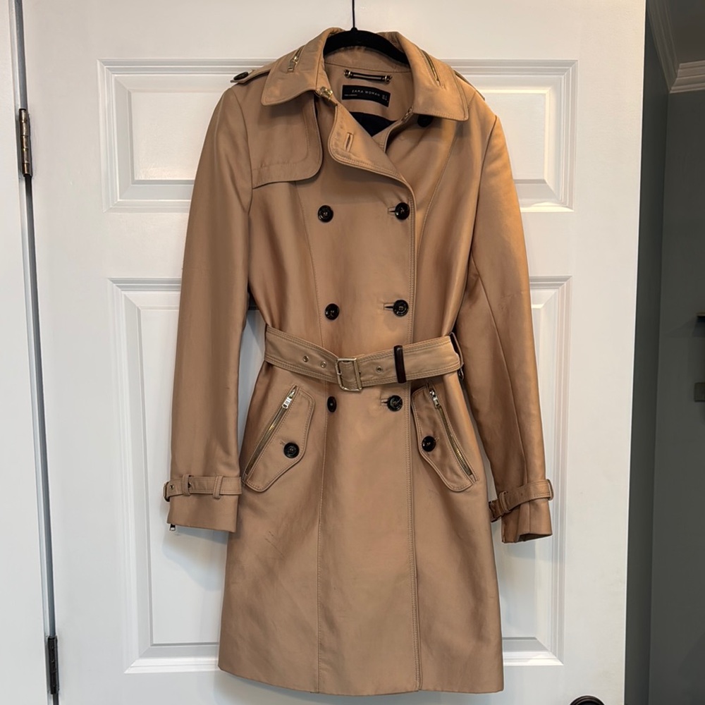 Zara Classic Tan Trench Coat Small